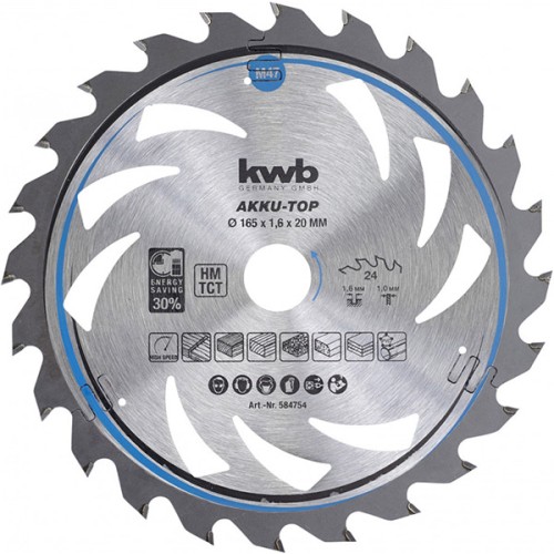 KWB Wood Saw Blade Φ165 AKKU-TOP