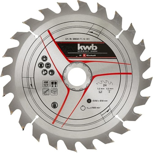 EINHELL TCT Saw Blade 250x30x3.2/2.2mm 24 Carbide Teeth