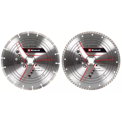 EINHELL Set Διαμαντόδισκοι - 1 Turbo & 1 Με Εγκοπές 230mm / 2,6/3,3mm