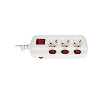 Πολύπριζο 3 θέσεων, με ανεξάρτητους διακόπτες και κεντρικό, καλώδιο & φις σούκο