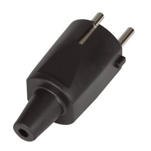 Schuko power plug, male, caoutchouc, black 250V/6A