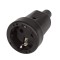 Schuko power plug, female, caoutchouc, black