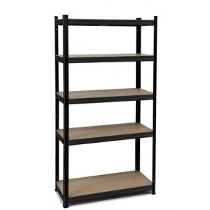 Ραφιέρα Μεταλλική Μαύρη 5 Ράφια MDF H180xL90xP40cm