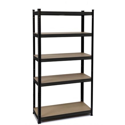 Ραφιέρα Μεταλλική Μαύρη 5 Ράφια MDF H180xL90xP40cm