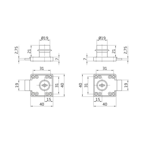 AMIG Κλειδαριά Συρταριών 40x40mm 19mm Αριστερή