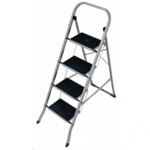 Step stool 4 steps Anti-slip Black 142,5x48x7cm