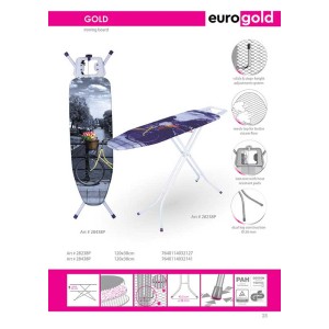 Ironing board GOLD 140x38cm Φ28