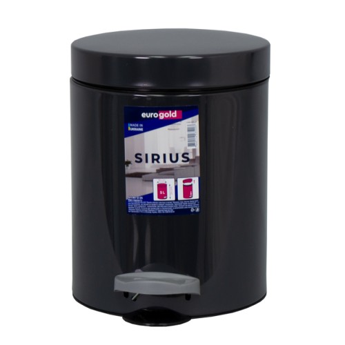 Waste Bin 5Ltr Black With Pedal SIRIUS 19x24cm