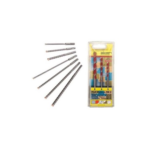 ALPEN Drilled set: 7 pcs. SDS+ reinforced concrete drill bits, FORCE X Mix Box 7 + 3 pcs. Profi MultiCut PM-3 universal drill bits