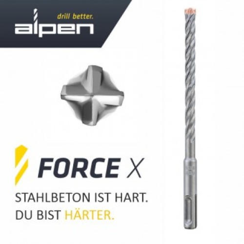 ALPEN FORCE X SDS PLUS Drill Bit, Plw, L=210/150, O No 6.0 4 Pieces