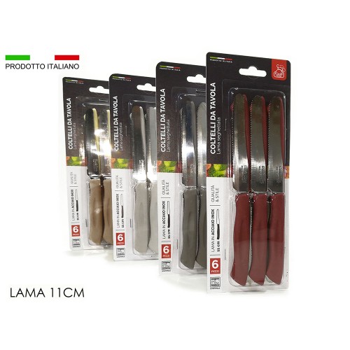 Μαχαίρια Κουζίνας Set 6 Τεμ. Με Λάμα 11cm 4 Χρώματα