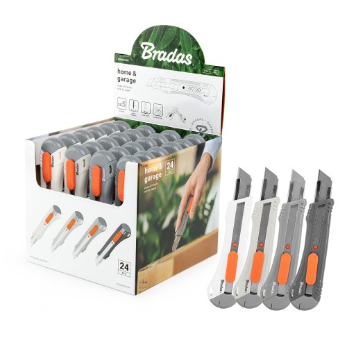BRADAS Snap-off knife Blade 18 mm / 24 pcs. Set / white to grey