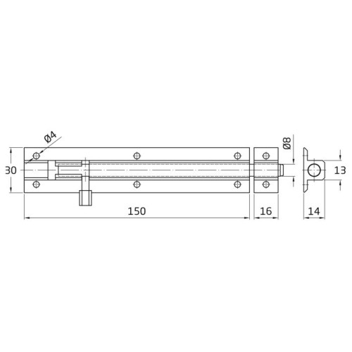 Aluminum drawer 150mm-Black