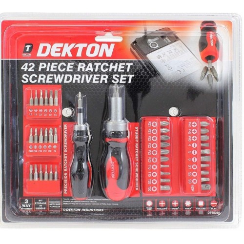 DEKTON Set 42 pcs. Bits & Ratchet Screwdrivers