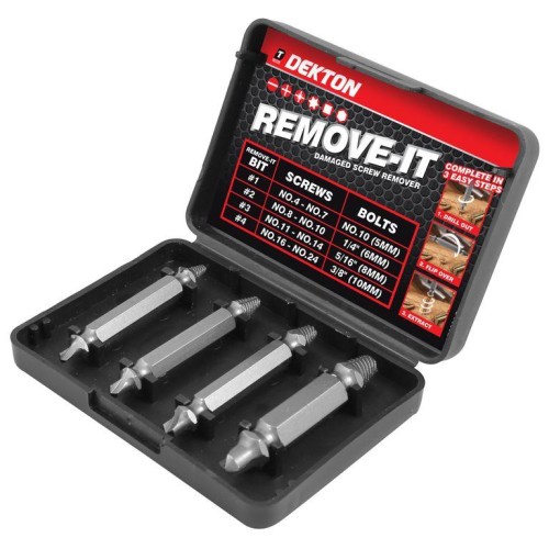 DEKTON Set of 4 Screw Extractors