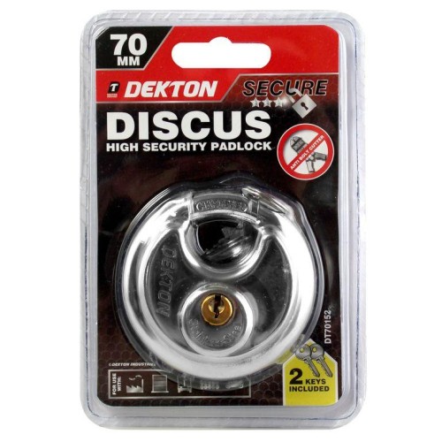 DEKTON 70mm Security Padlock Round 2 Keys