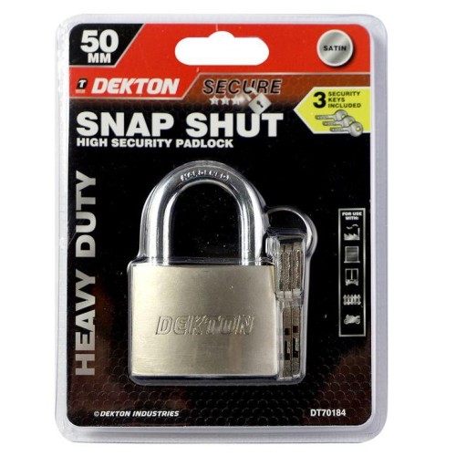 DEKTON 50mm Satin Padlock With 3 Security Keys