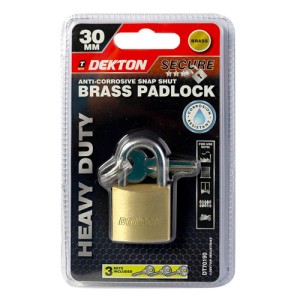 DEKTON 30mm Brass Heavy Duty Padlock, Body & Barrel