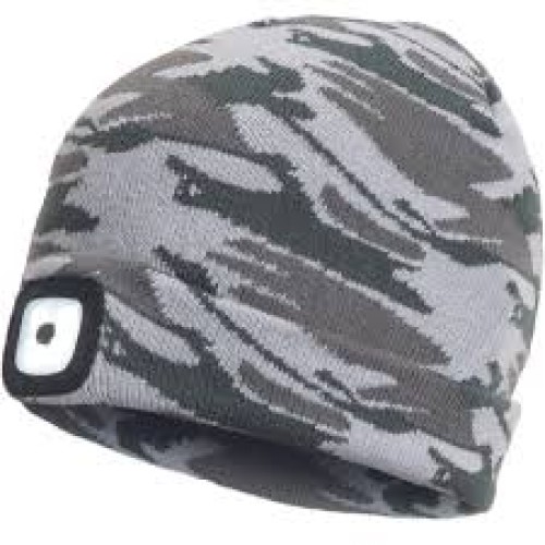 Σκούφος Εργασίας Ανακλαστικός grey Camoufflage Με Φακό Led Επαναφορτιζόμενο