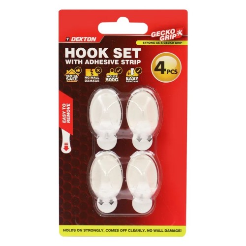 DEKTON Set 4 Τεμ. Άγκιστρα Χουκς Διάφανα Με Λωρίδα Λειτουργίας