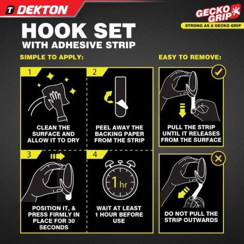 DEKTON Set 4 Τεμ. Άγκιστρα Χουκς Διάφανα Με Λωρίδα Λειτουργίας