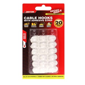DEKTON Geckogrip Clear Cable Hooks 20Pc