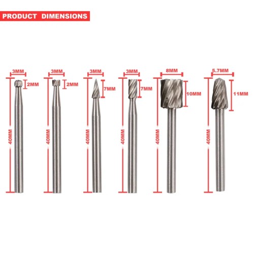 DEKTON 6 x Micro HSS Router Bit Set Silver Pk6