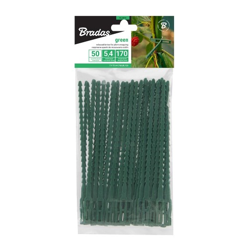 Releasable ties for plant strapping 5,4 mm x 17 cm - green / 50 pcs