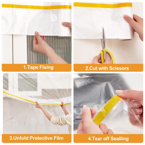 Masking tape with plastic sheeting 180cmx20m Masking tape with plastic sheeting 180cmx20m