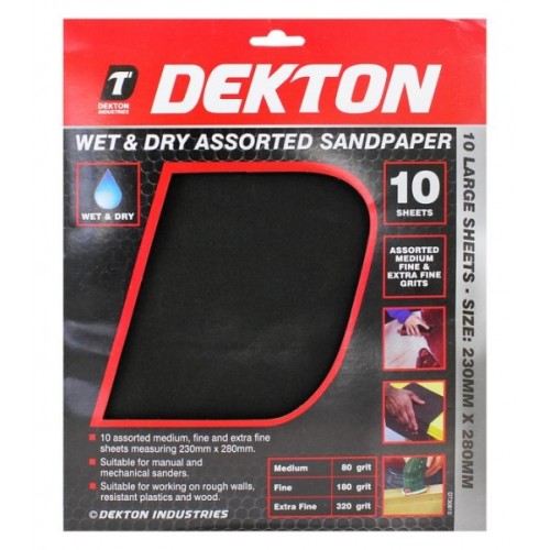 DEKTON Wet & Dry Sanding Sandpaper Set 10 Pcs. 230x280m