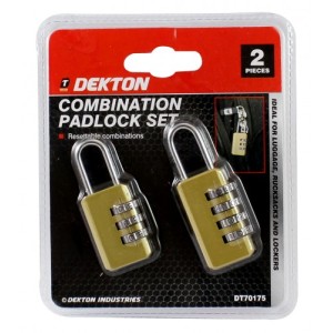 DEKTON Suitcase Padlock Set 2 Pcs. 3 & 4 Combinations