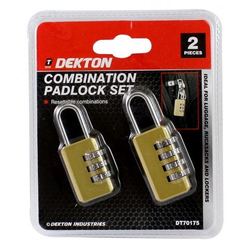 DEKTON Suitcase Padlock Set 2 Pcs. 3 & 4 Combinations